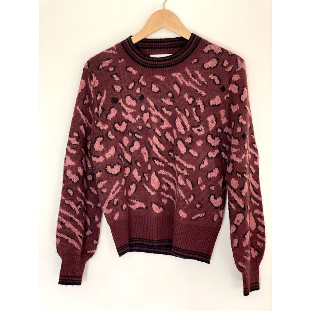 Heartloom Mauve and Pink Leopard Print Crewneck Sweater